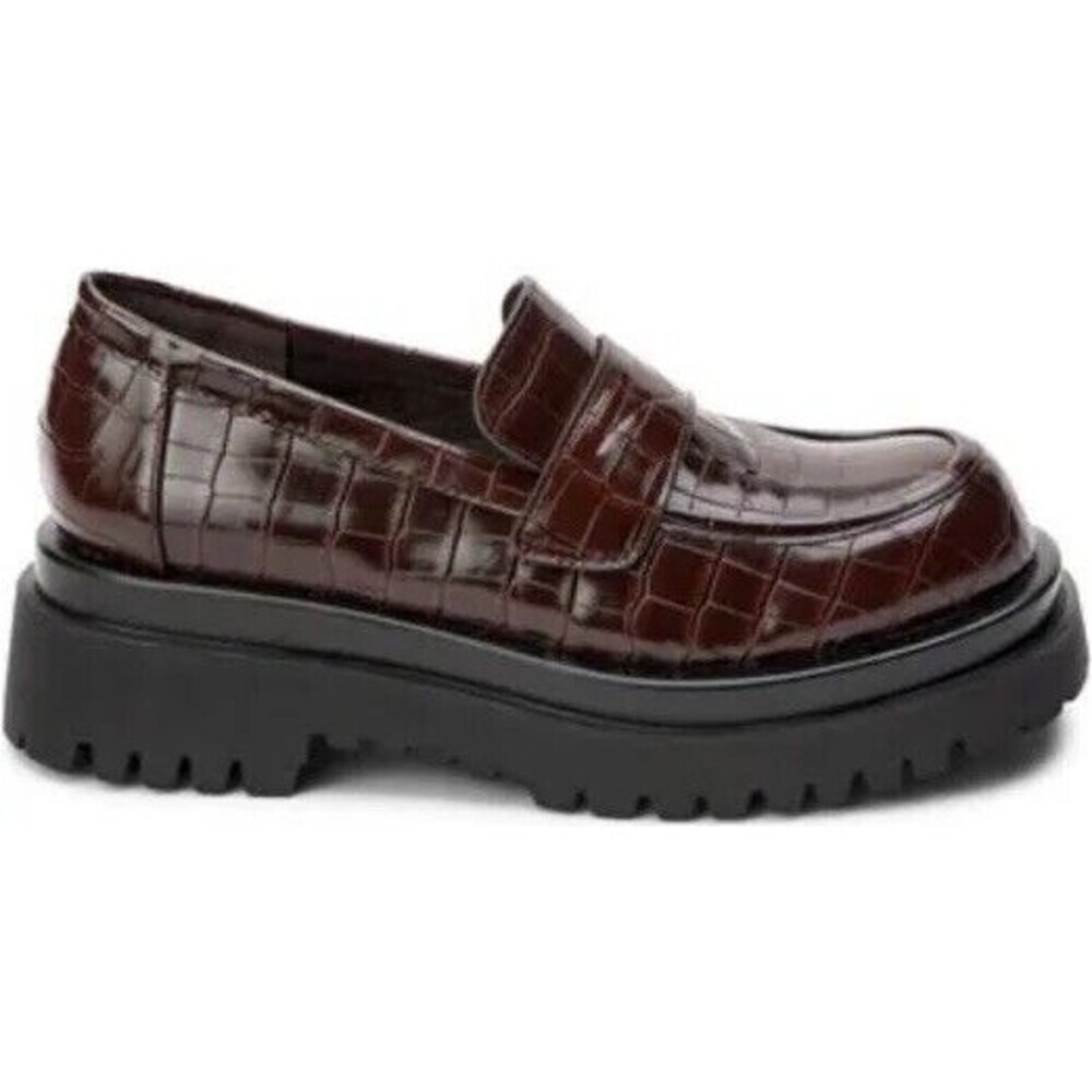 Matisse Brown Croc-Embossed Loafers